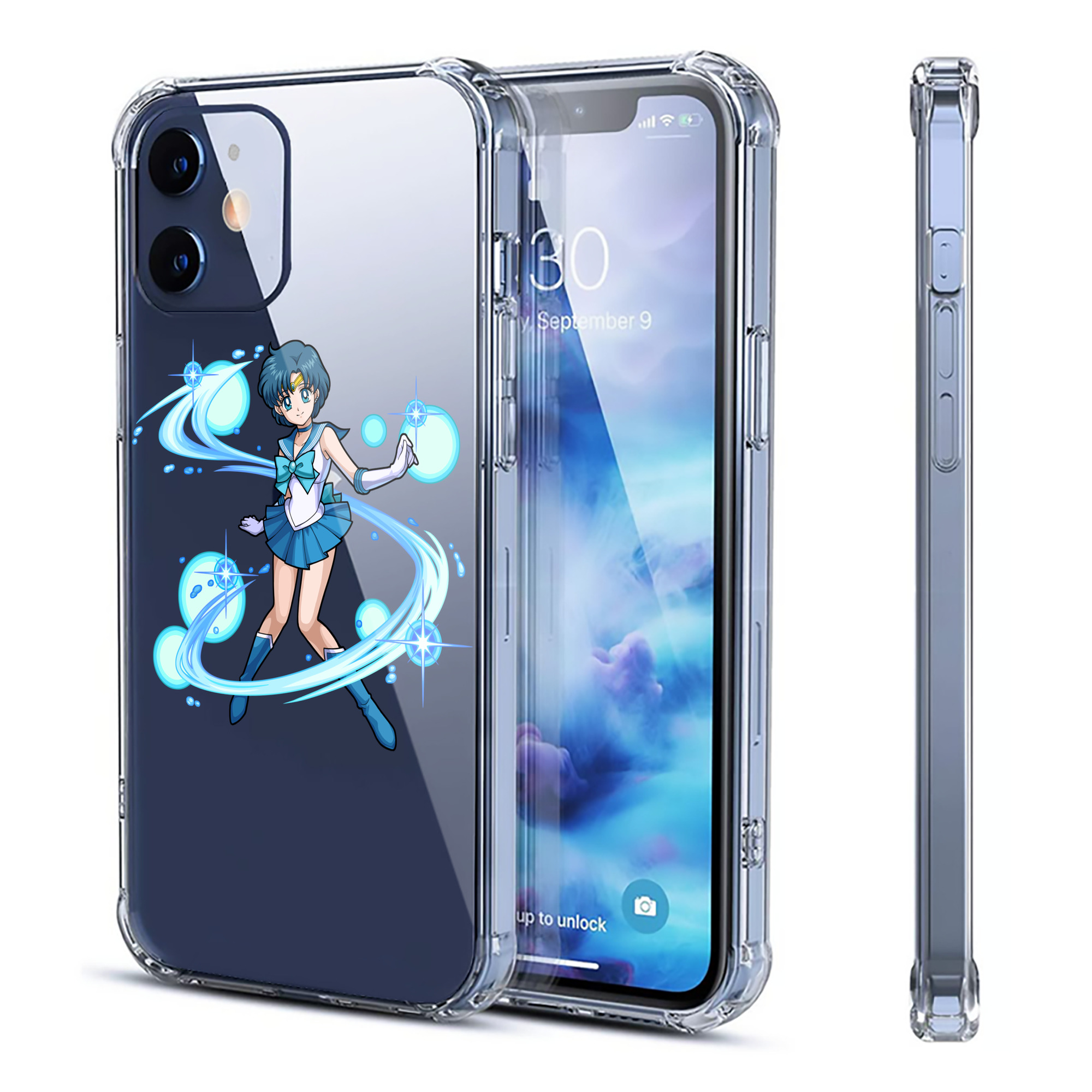 （画像用） 美少女戦士セーラームーン 水野 亜美 みずの あみ Sailor Moon Mizuno Ami 【iPhone 12シリーズ対応】透明スマホケース（クリアソフトケース）